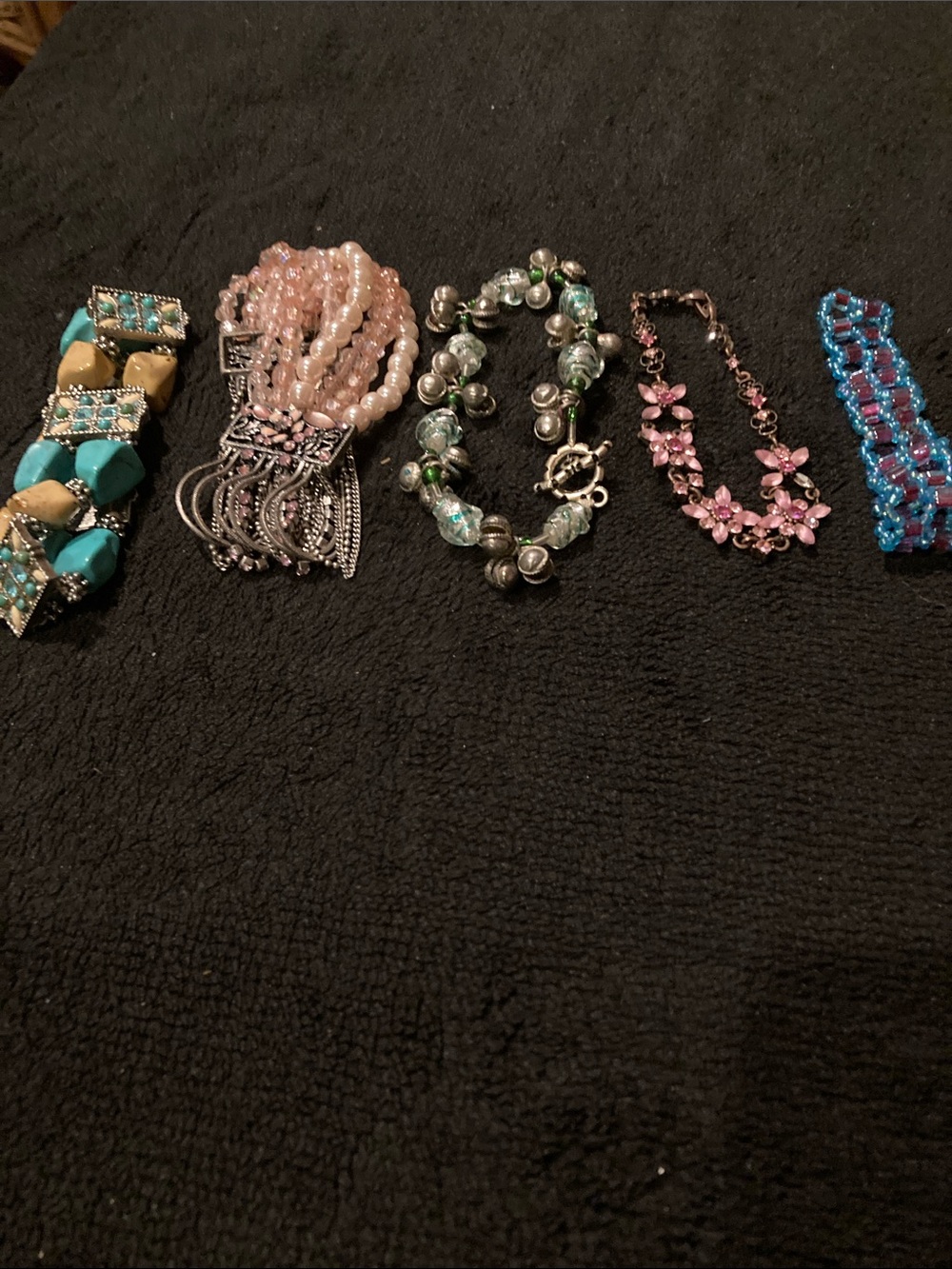 Assorted Women's Beaded Bracelets - Pink, Turquoise, Green, Blue